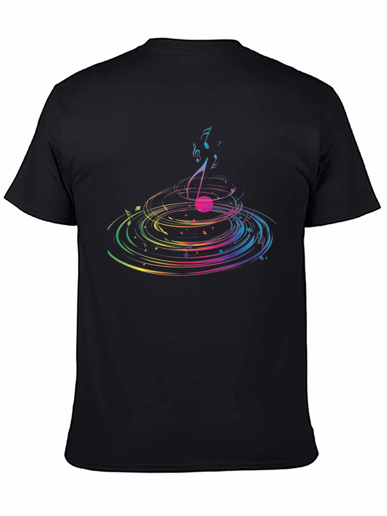 Musical Note Ripple Graphic T-Shirt - Black