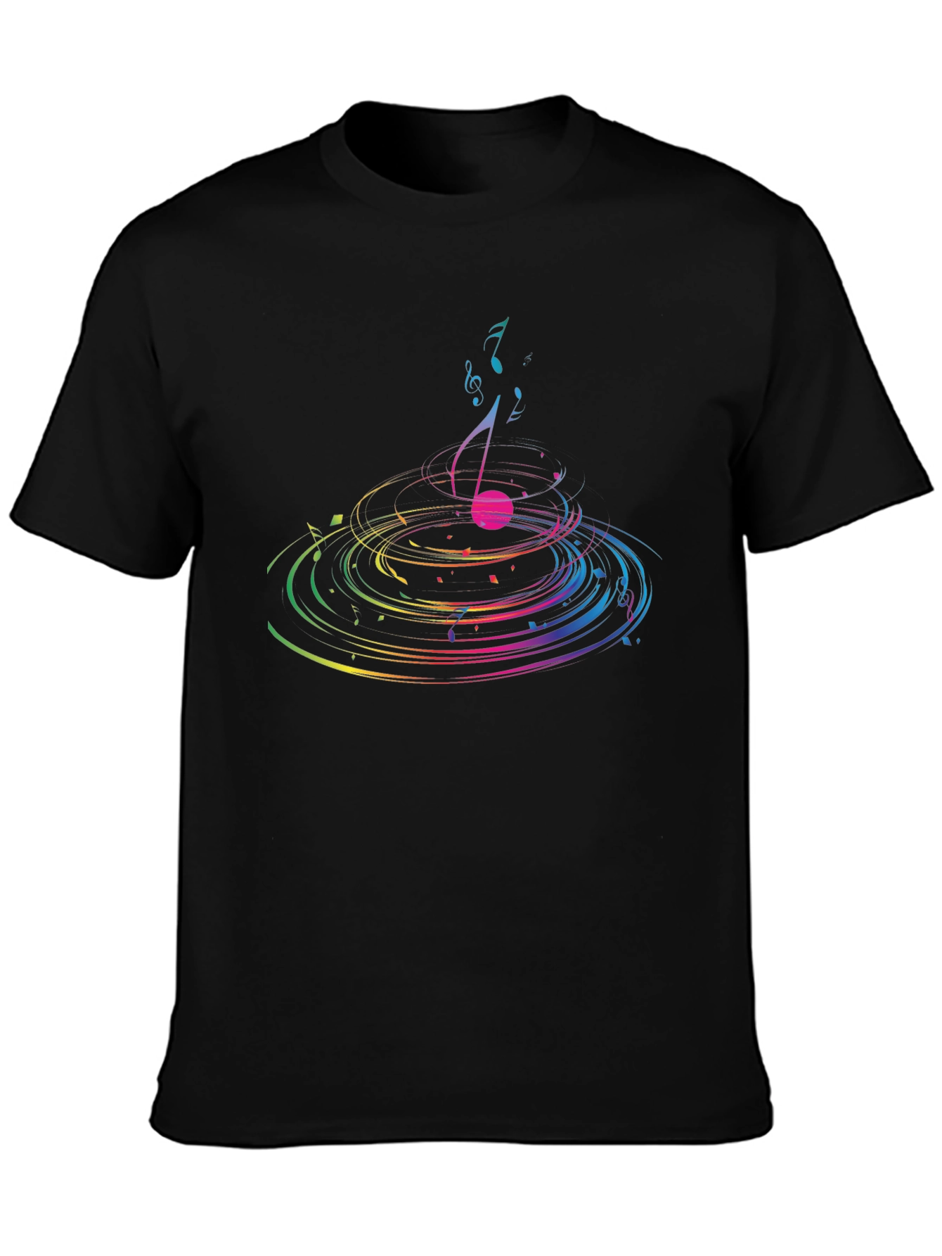 Musical Note Ripple Graphic T-Shirt - Black