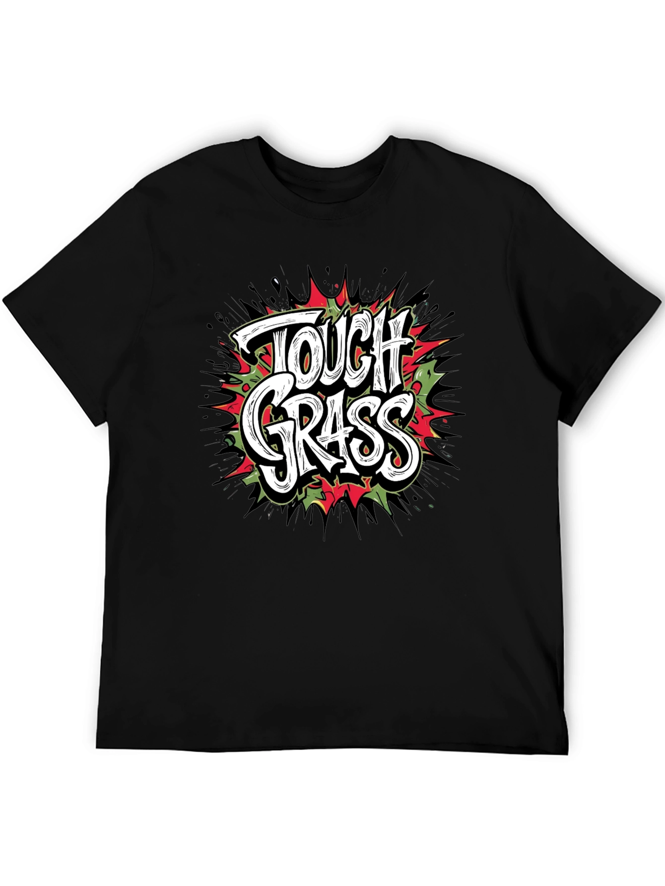 Tough Grass Graphic Print Black T-Shirt