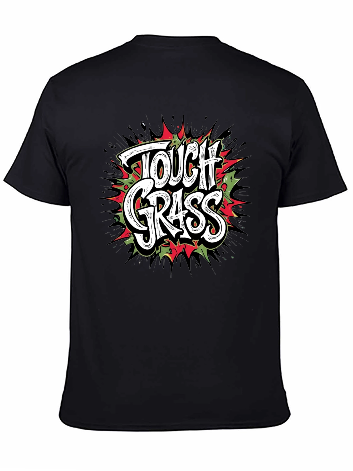 Tough Grass Graphic Print Black T-Shirt