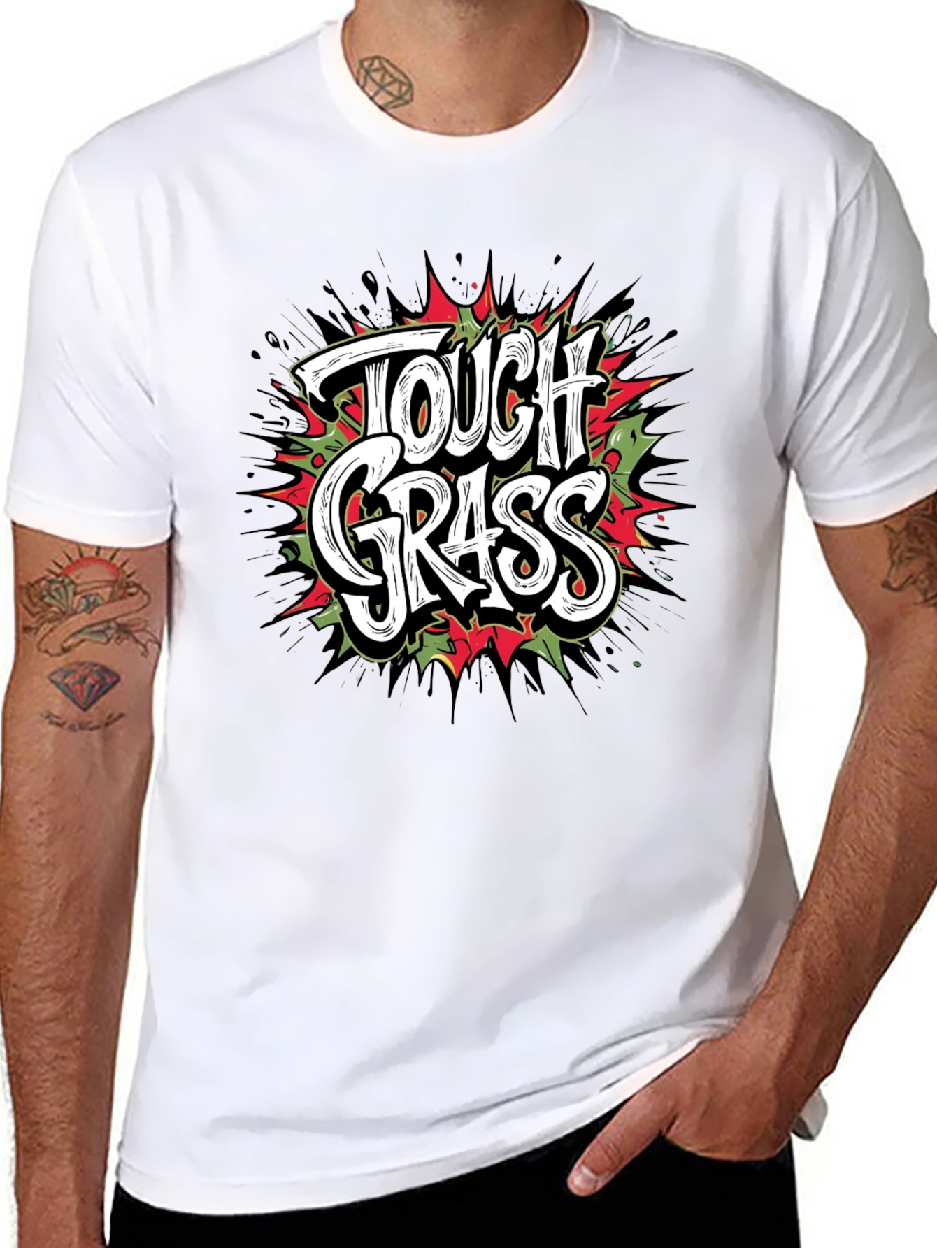 Tough Grass Graphic Print Black T-Shirt