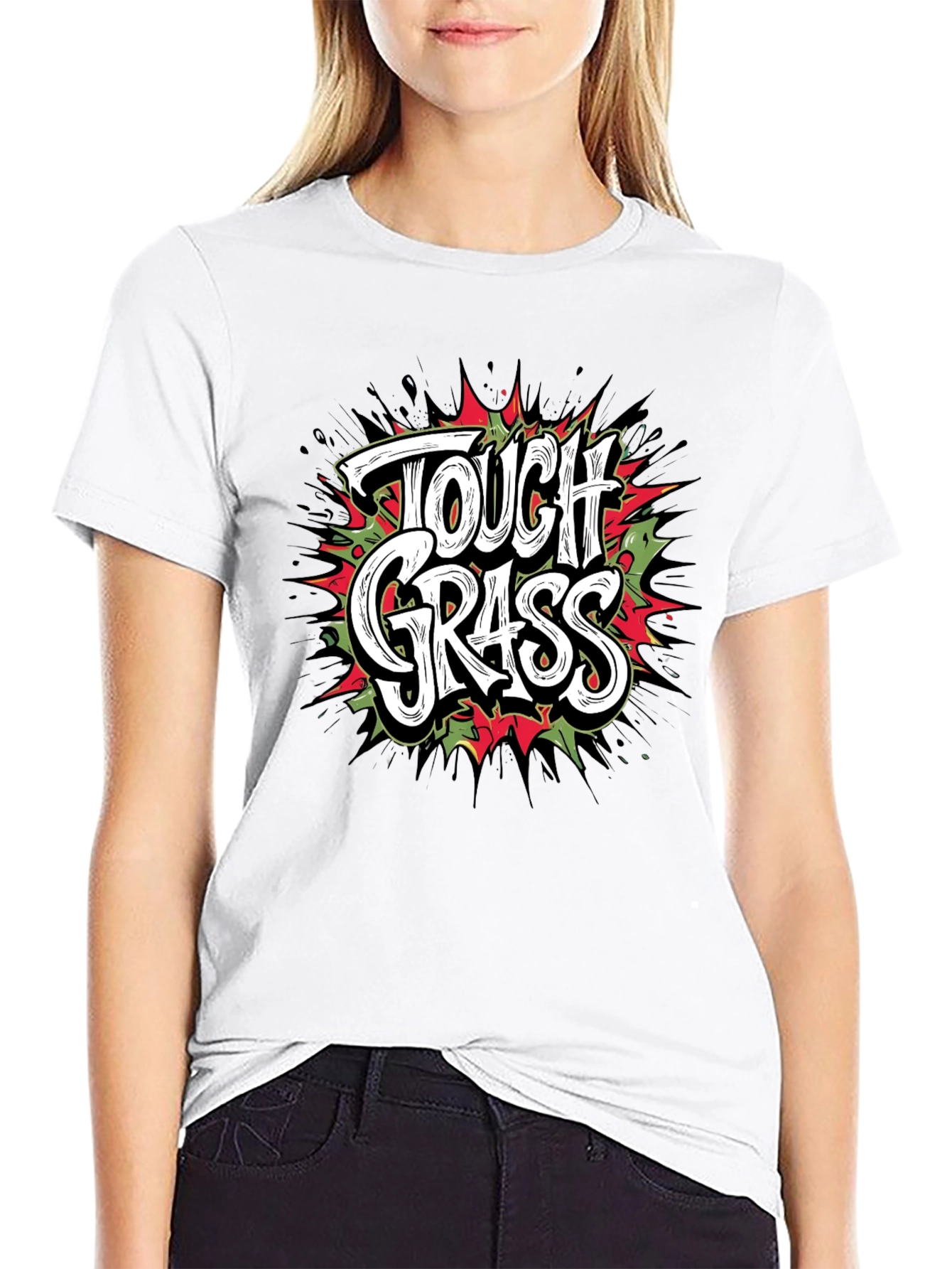 Tough Grass Graphic Print Black T-Shirt
