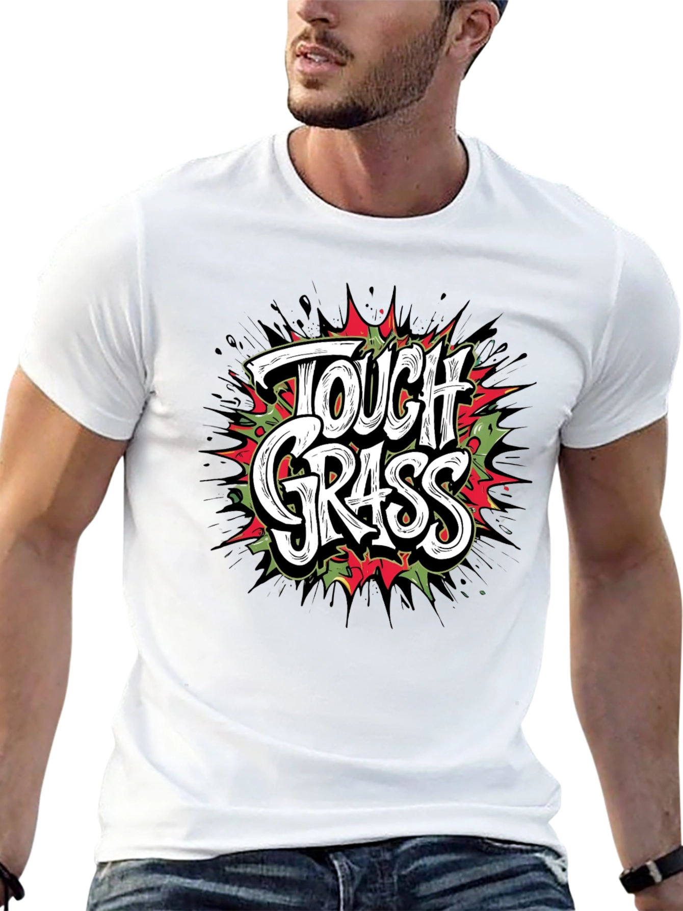 Tough Grass Graphic Print Black T-Shirt