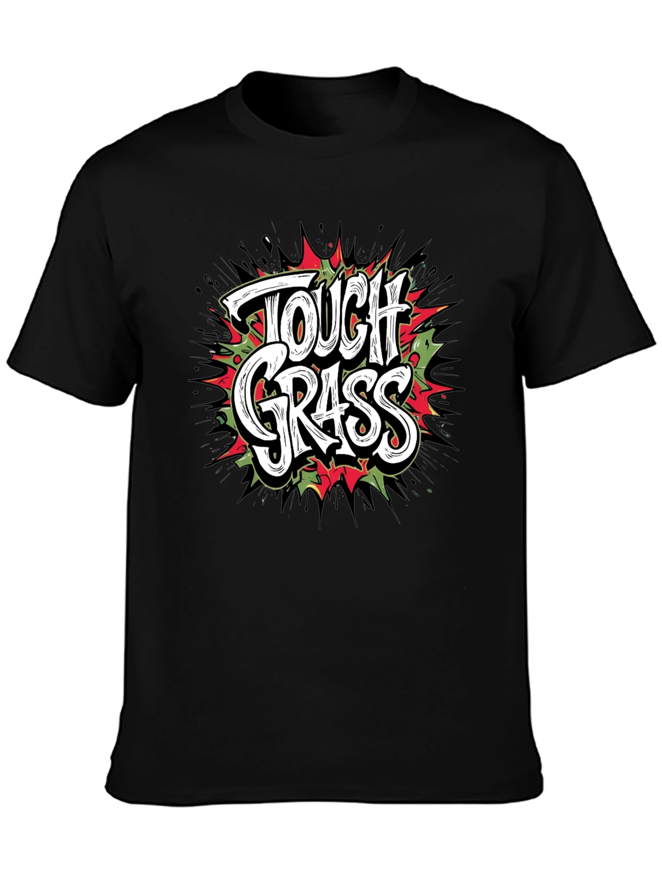 Tough Grass Graphic Print Black T-Shirt