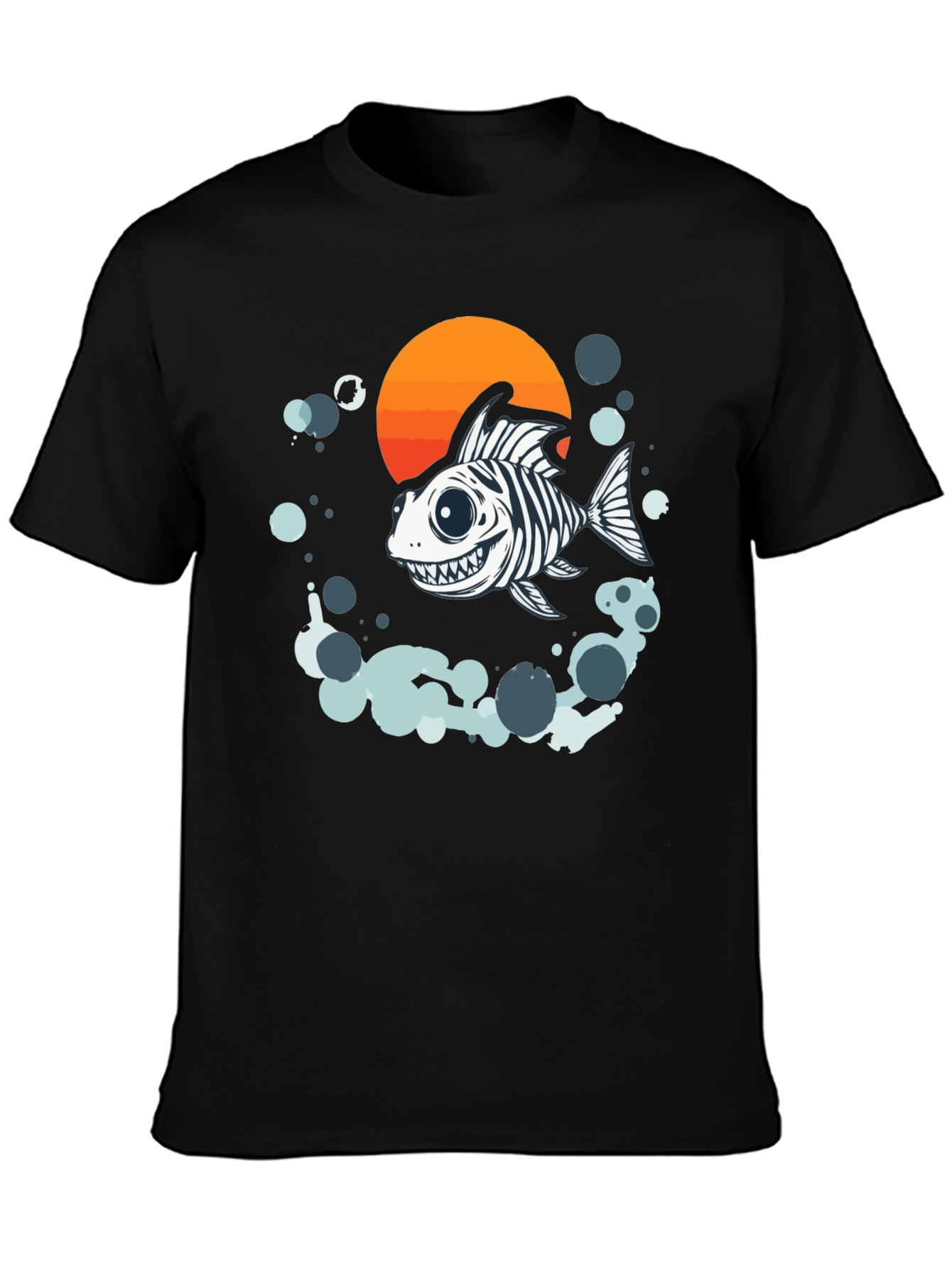 Cartoon Fish Skeleton Graphic Tee