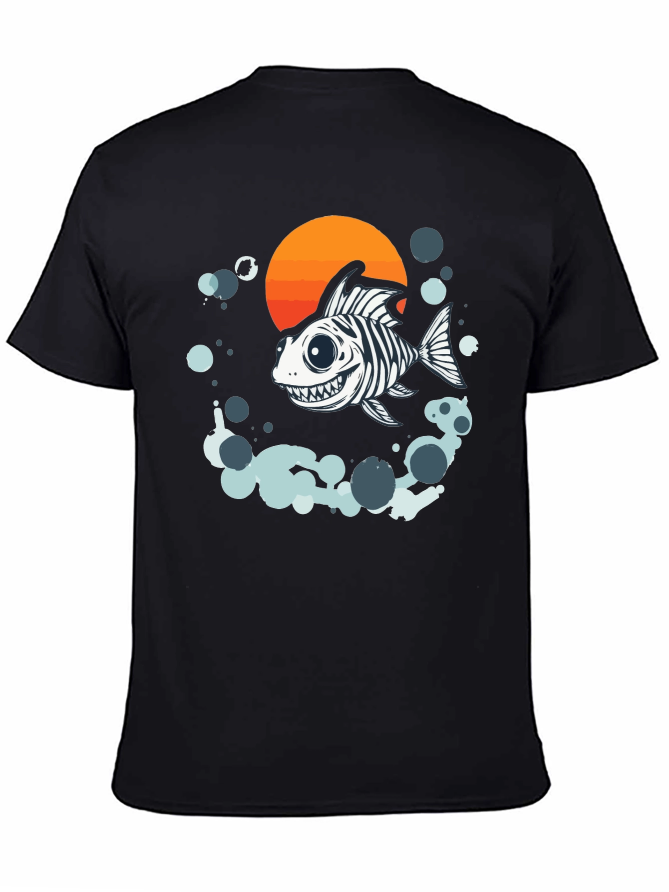 Cartoon Fish Skeleton Graphic Tee