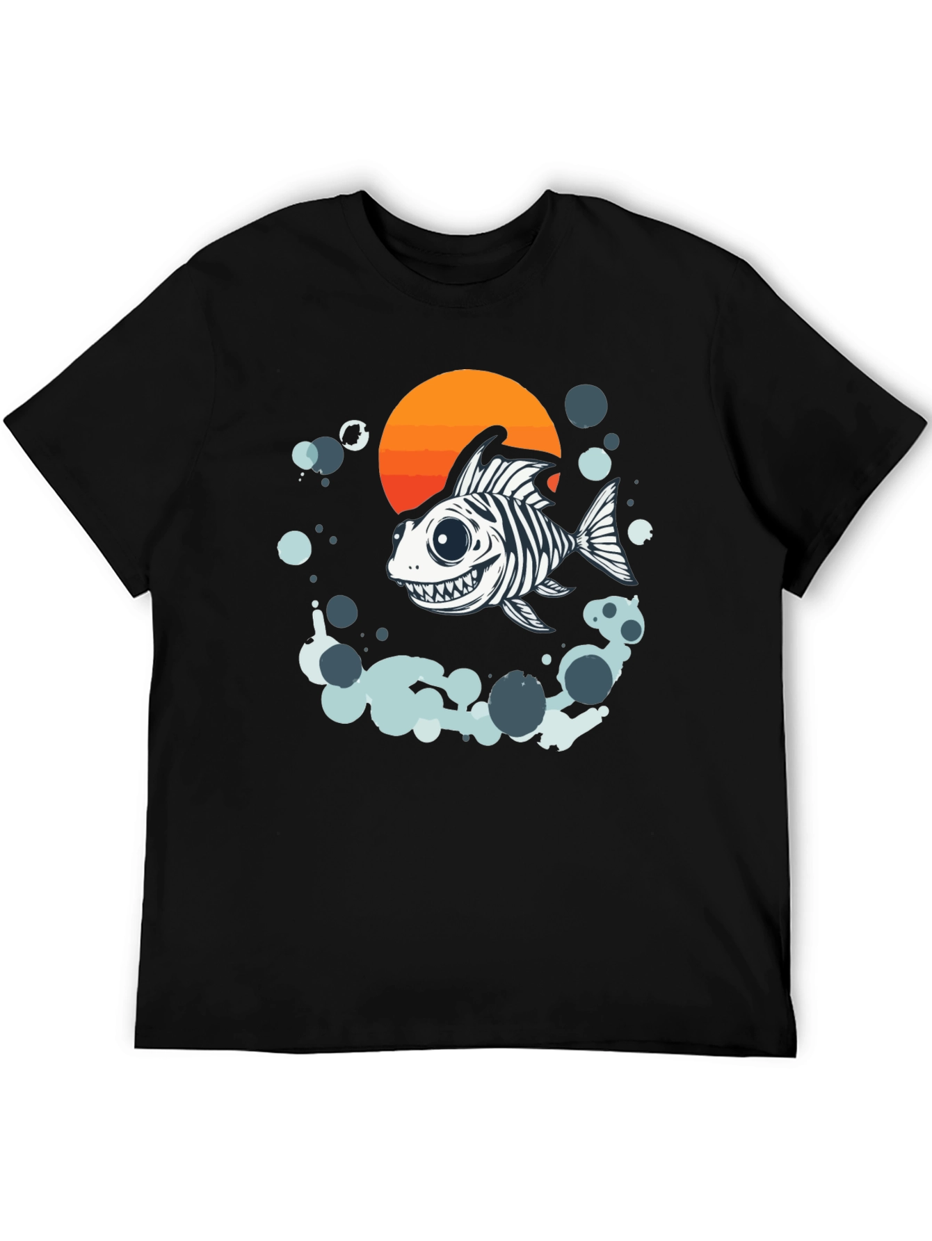 Cartoon Fish Skeleton Graphic Tee