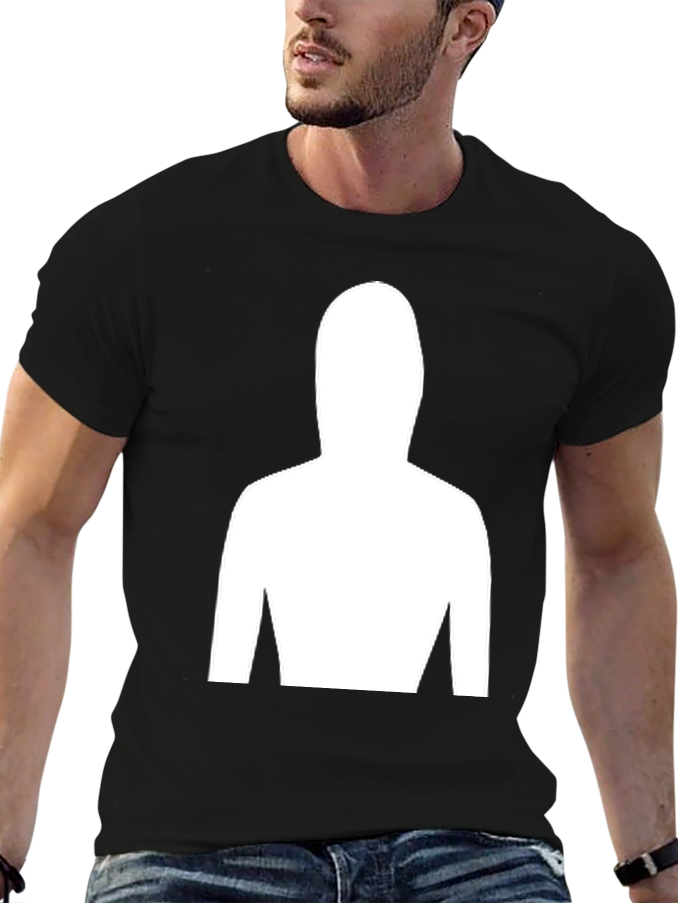 Mystery Figure Tee - Black Cotton Crew Neck T-Shirt