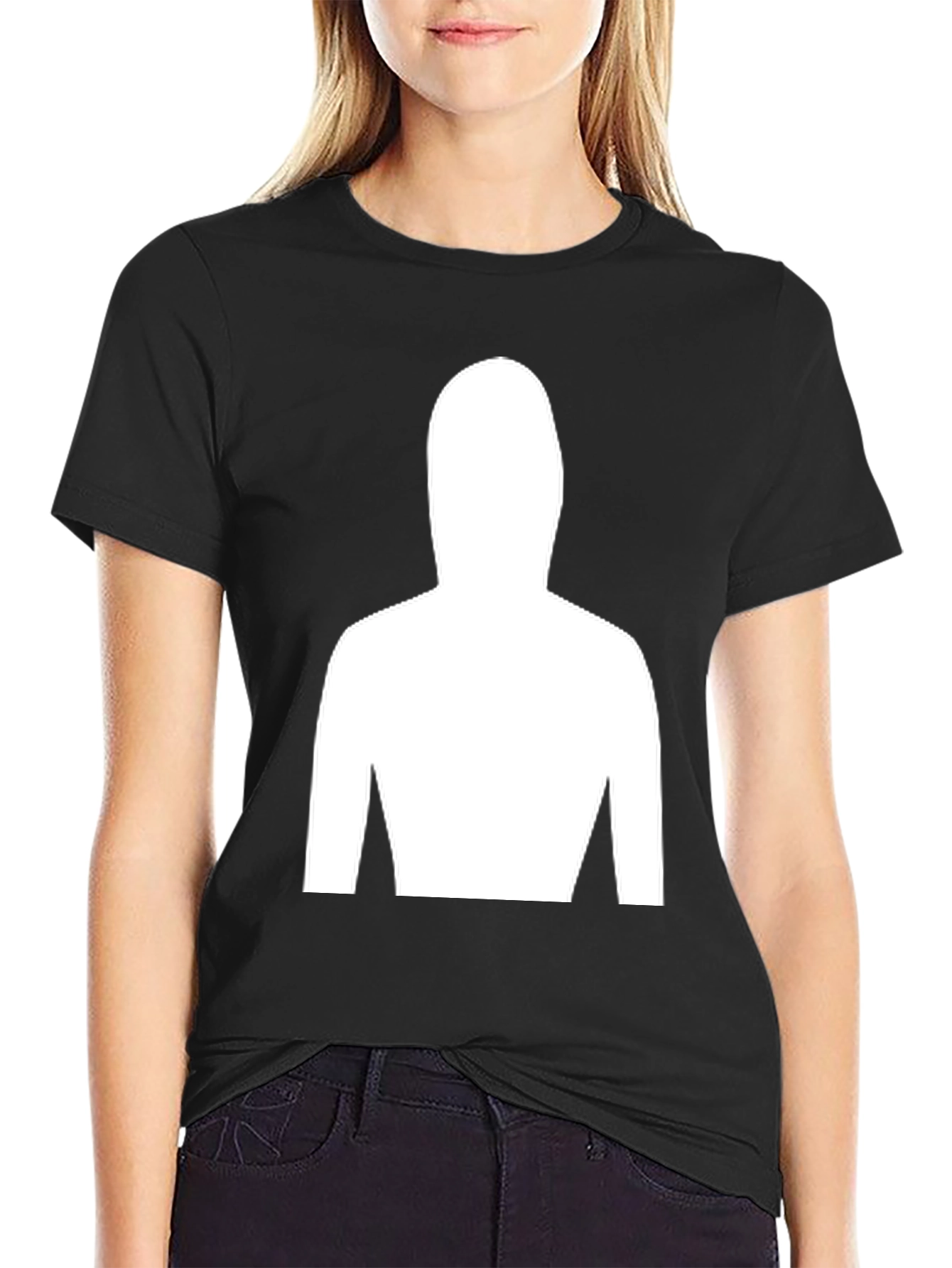 Mystery Figure Tee - Black Cotton Crew Neck T-Shirt