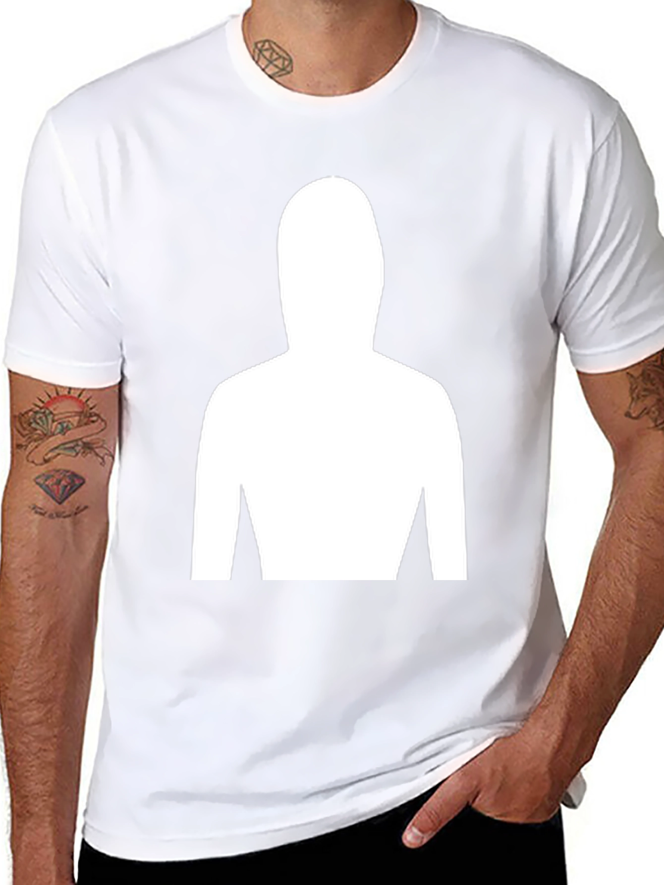 Mystery Figure Tee - Black Cotton Crew Neck T-Shirt