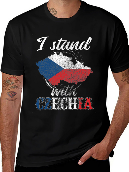 I Stand With Czechia Graphic Tee - Patriotic Support Shirt