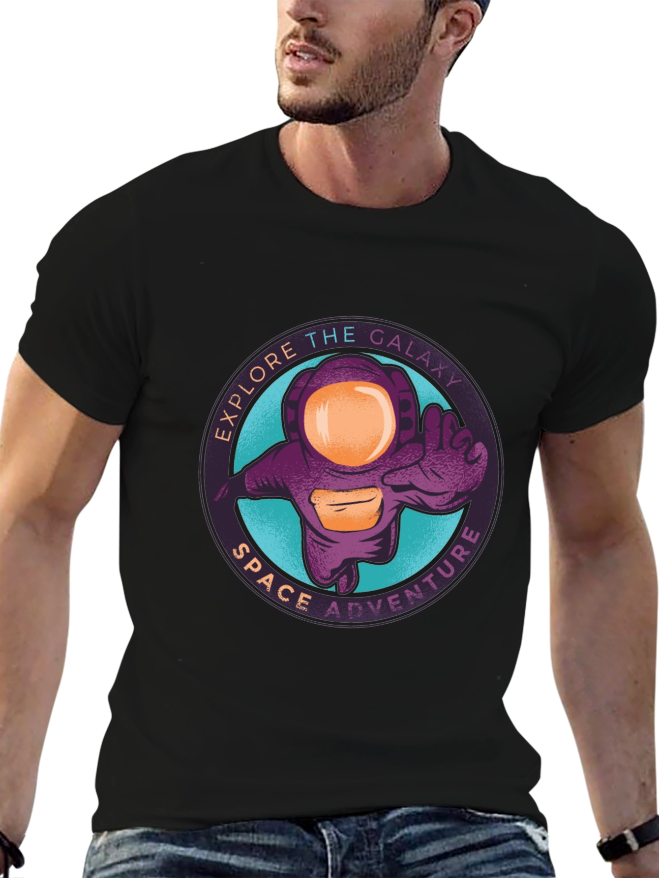 Explore Galaxy Space Adventure Black T-Shirt