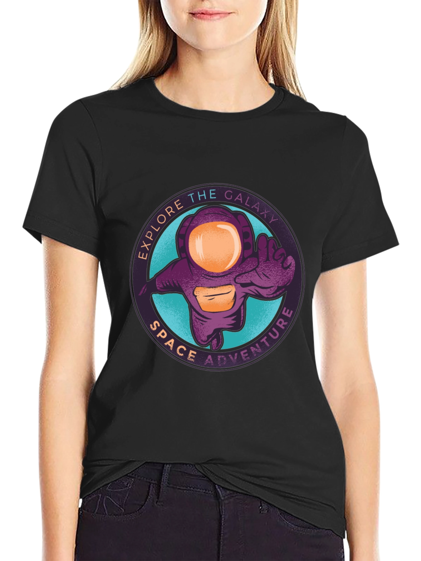 Explore Galaxy Space Adventure Black T-Shirt