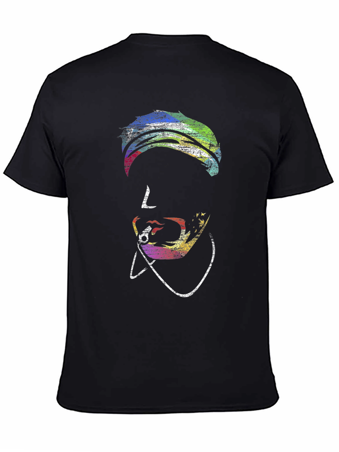 Vibrant Pop Art Face Black T-Shirt