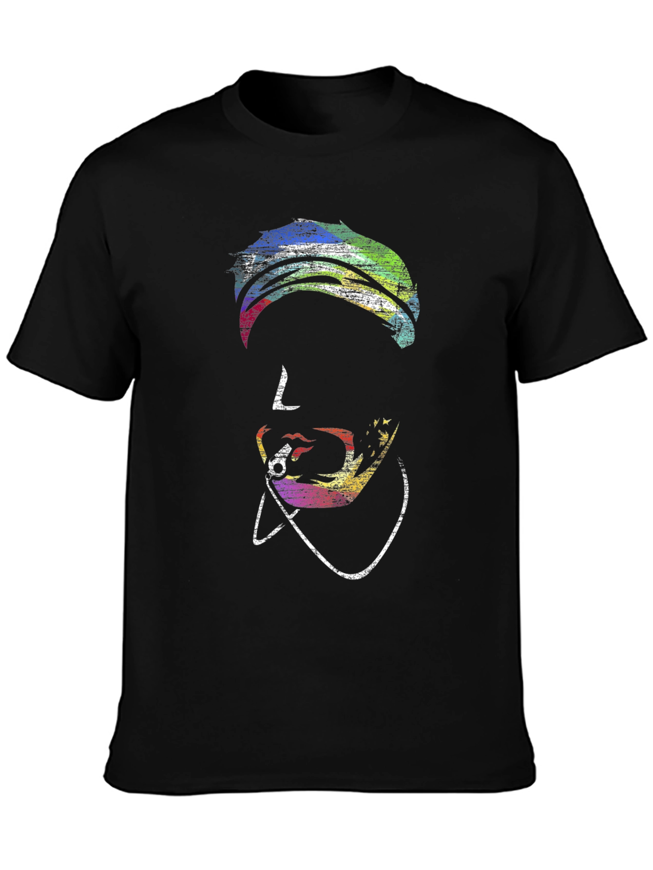 Vibrant Pop Art Face Black T-Shirt
