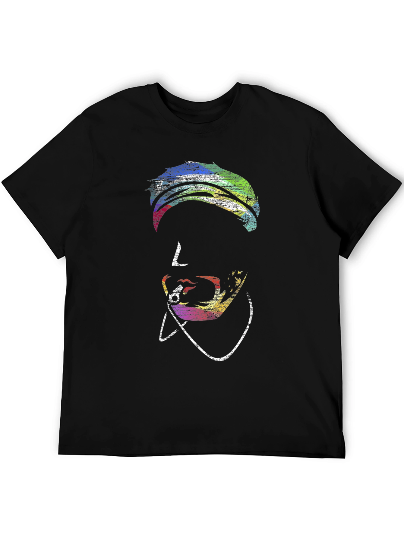 Vibrant Pop Art Face Black T-Shirt