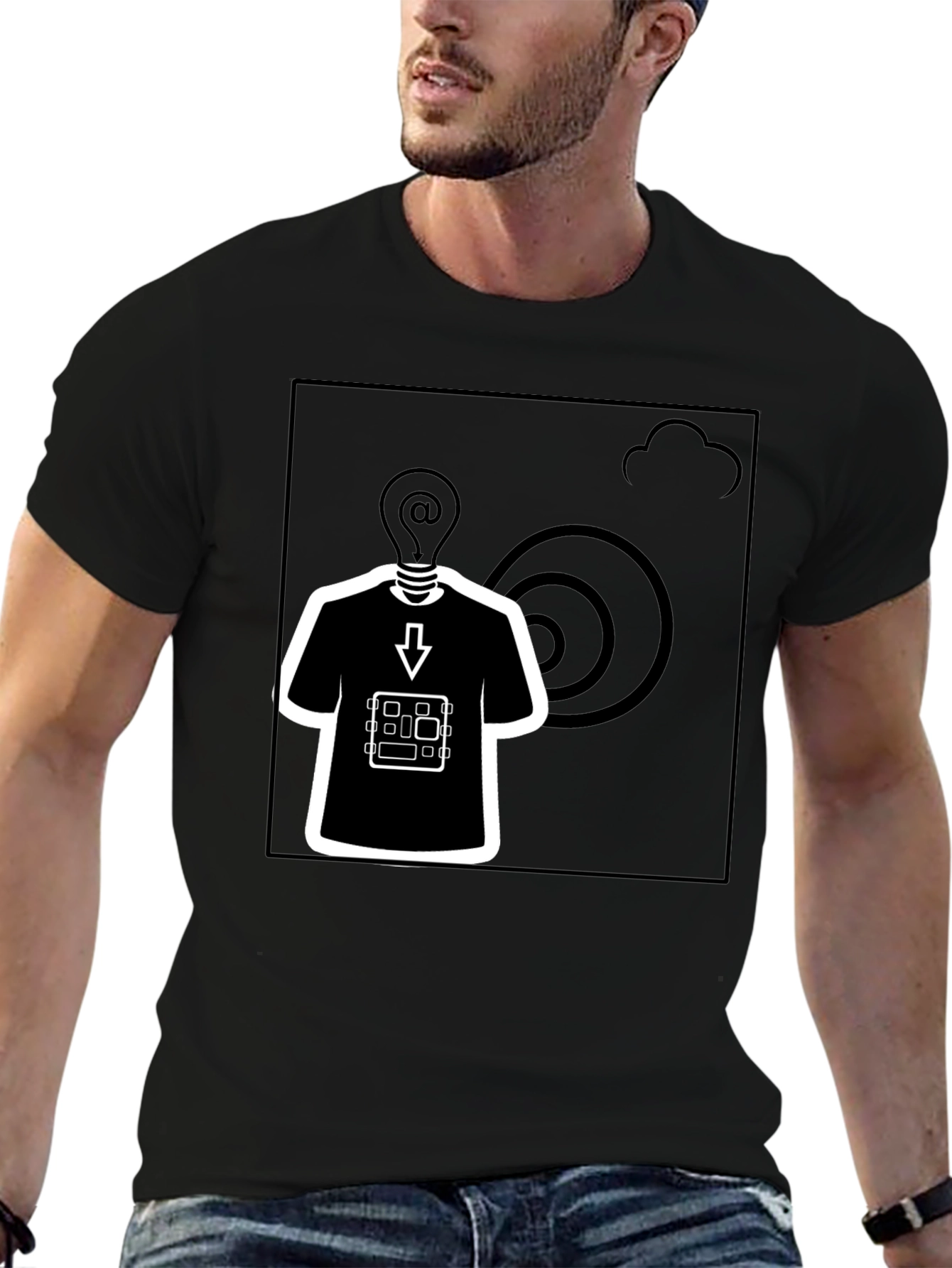 Black Graphic Tee - Tech Mind T-Shirt