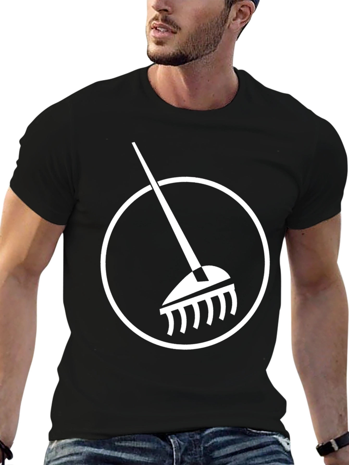 Rake Graphic Tee - Black Cotton Casual T-Shirt