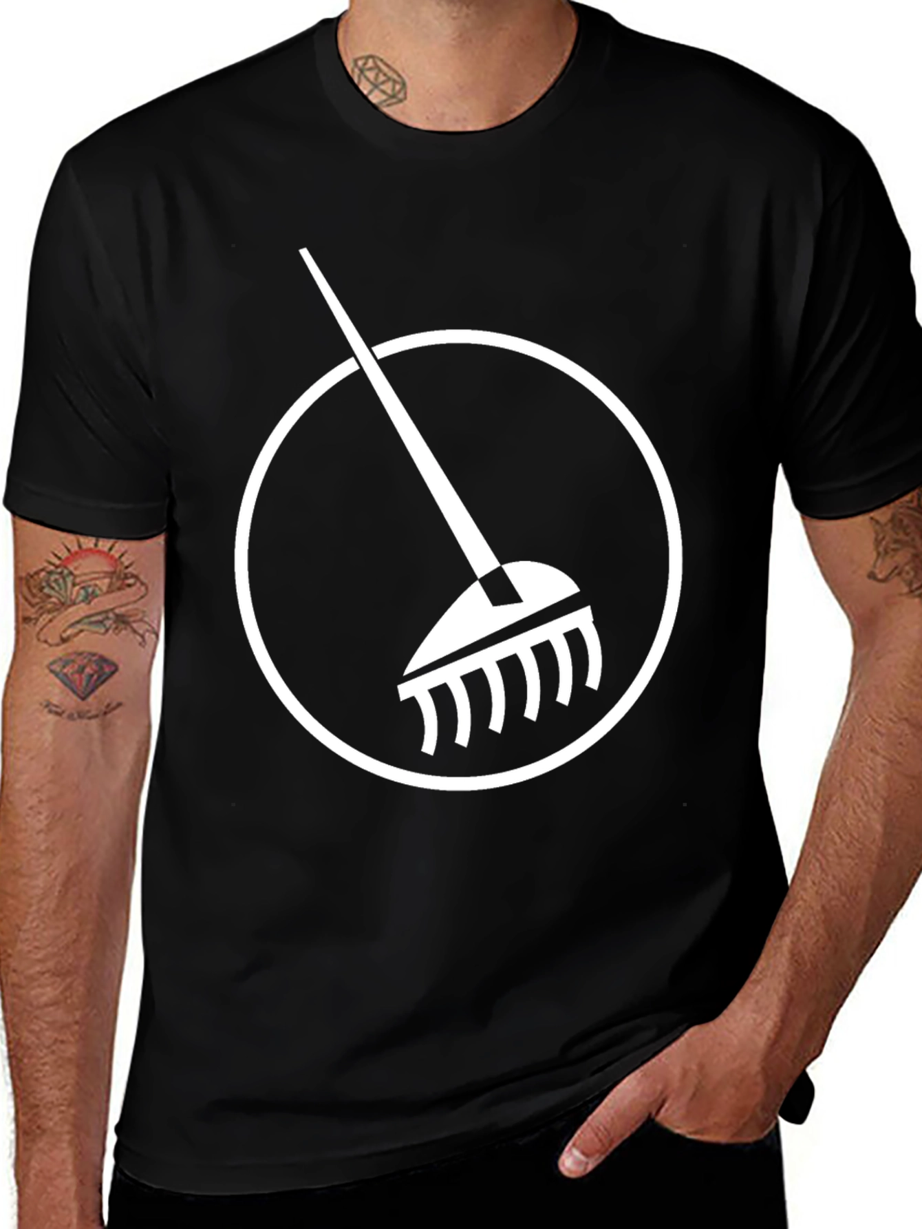 Rake Graphic Tee - Black Cotton Casual T-Shirt