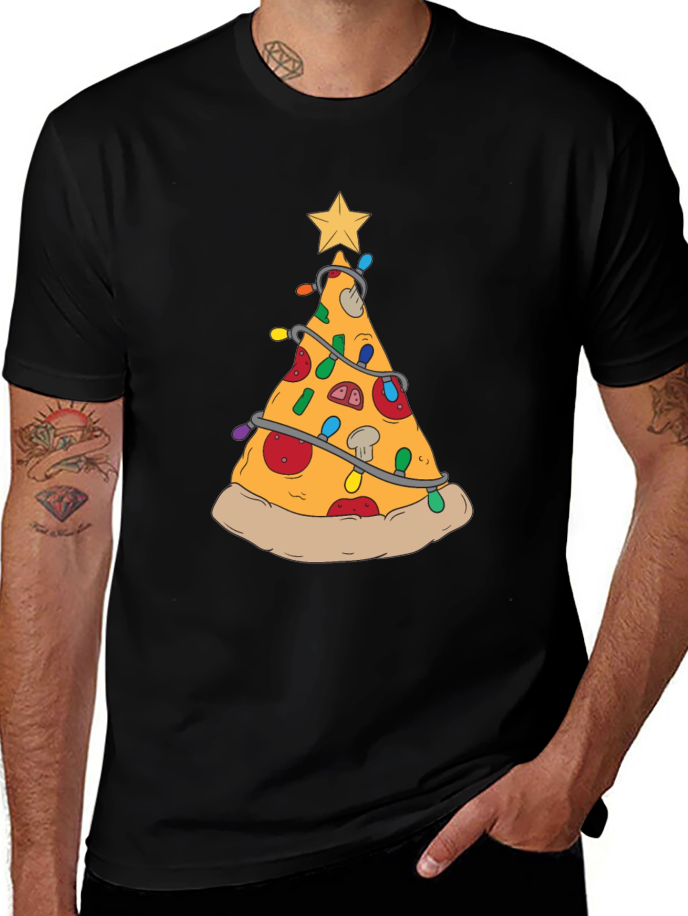 Pizza Christmas Tree T-Shirt - Festive Food Tee