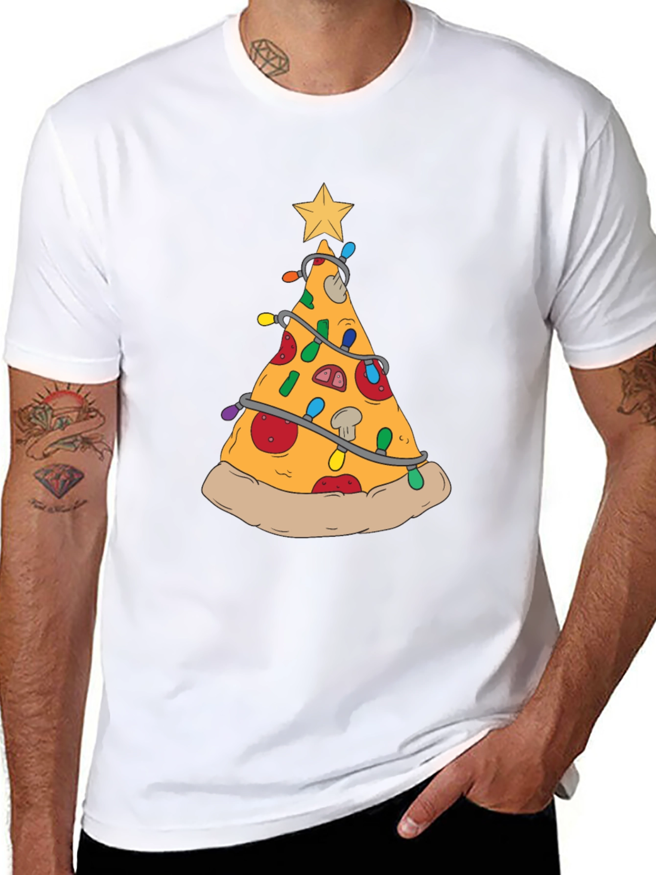 Pizza Christmas Tree T-Shirt - Festive Food Tee