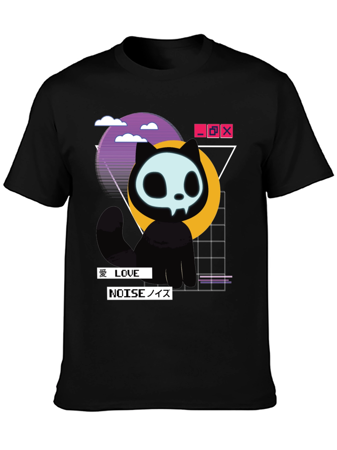 Skull Cat Vaporwave T-Shirt