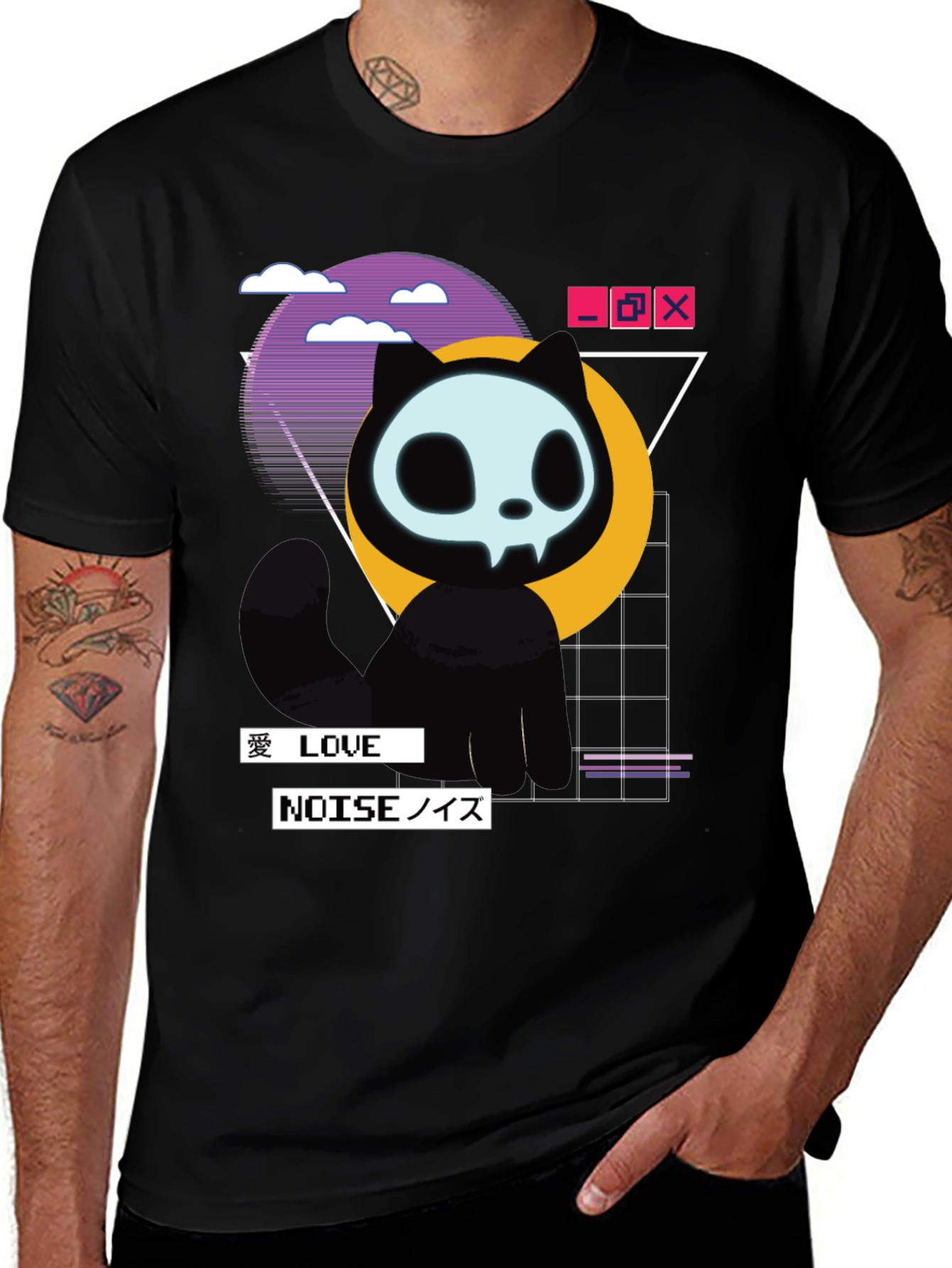 Skull Cat Vaporwave T-Shirt