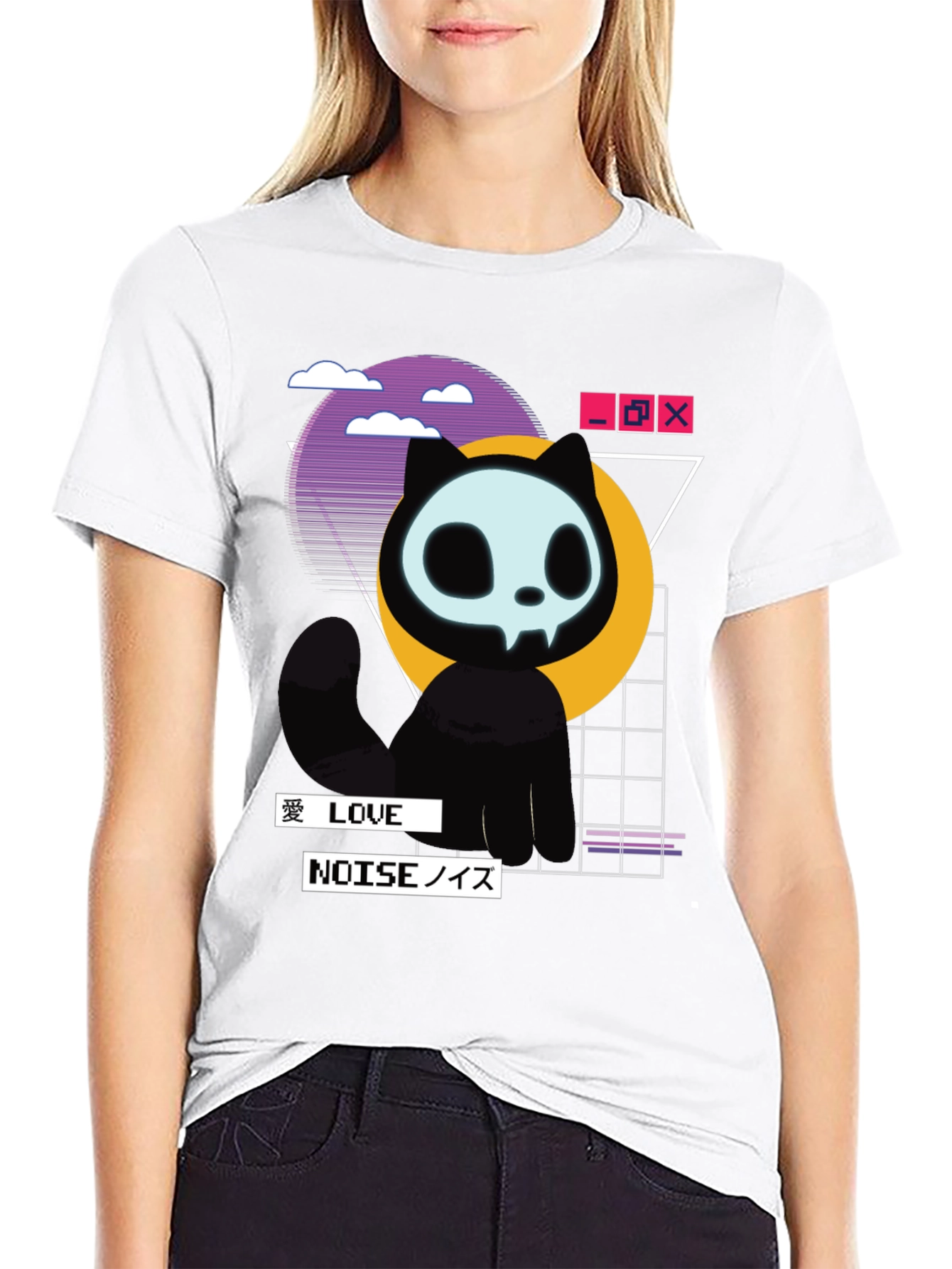 Skull Cat Vaporwave T-Shirt