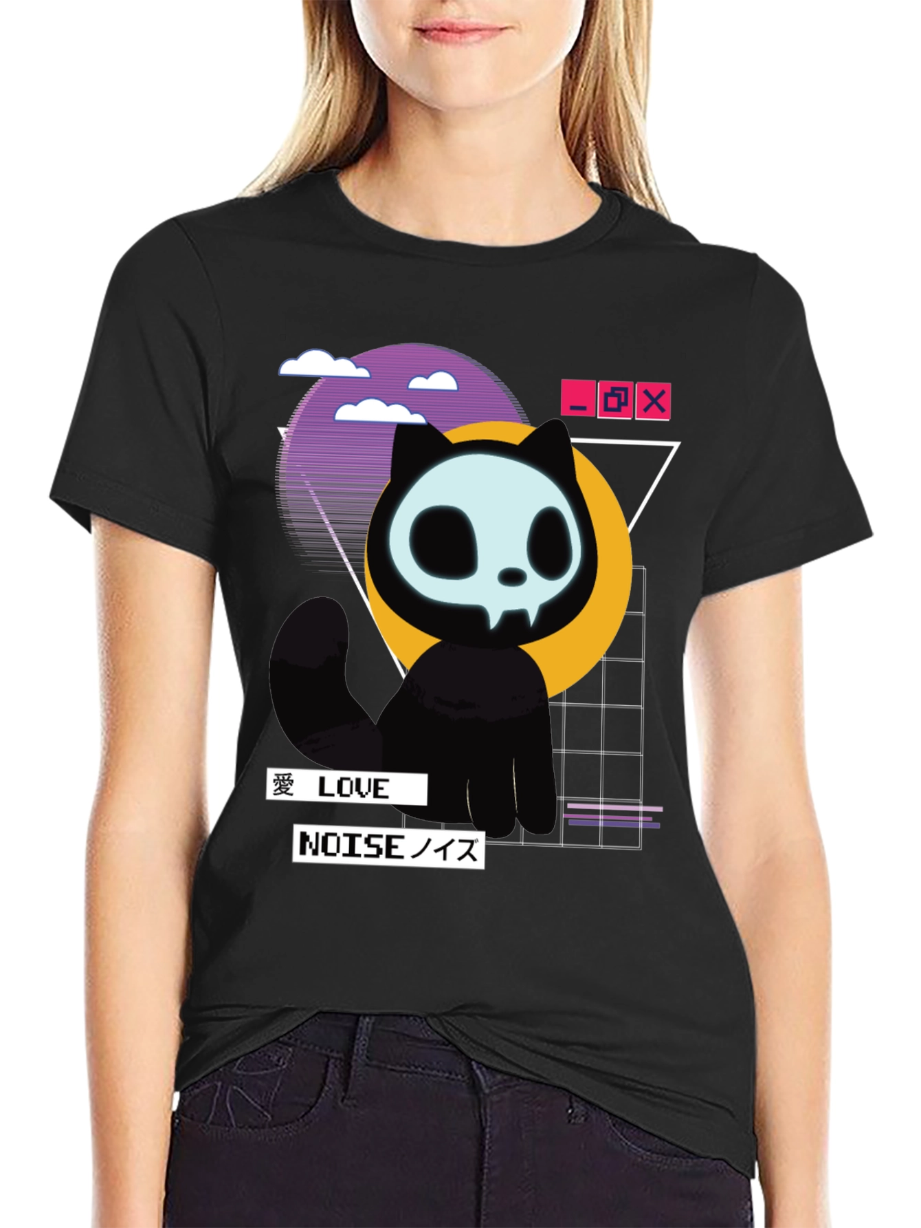 Skull Cat Vaporwave T-Shirt