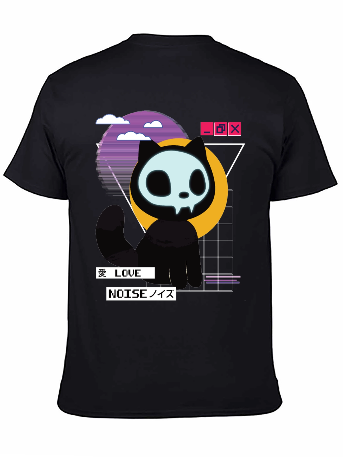 Skull Cat Vaporwave T-Shirt