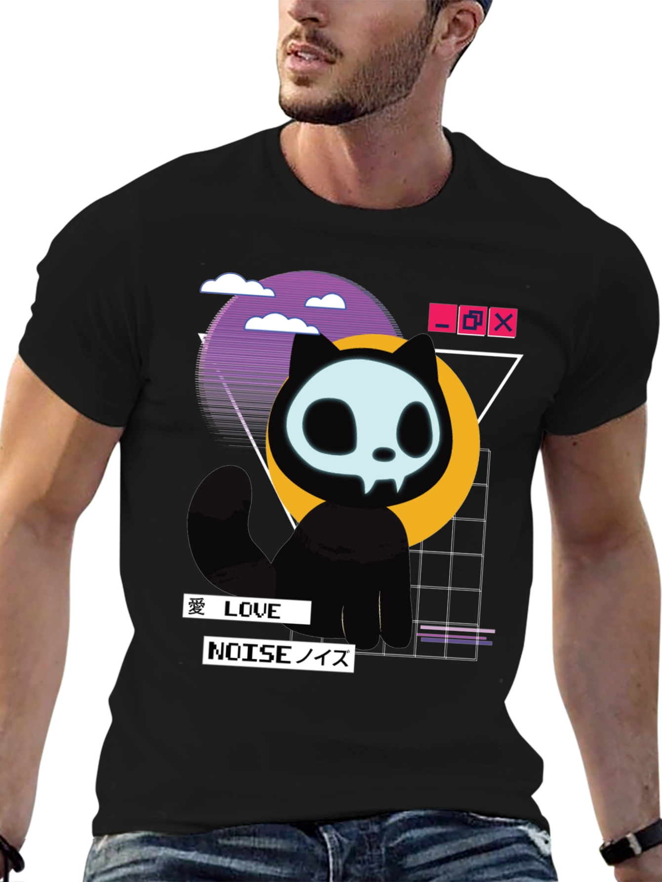 Skull Cat Vaporwave T-Shirt