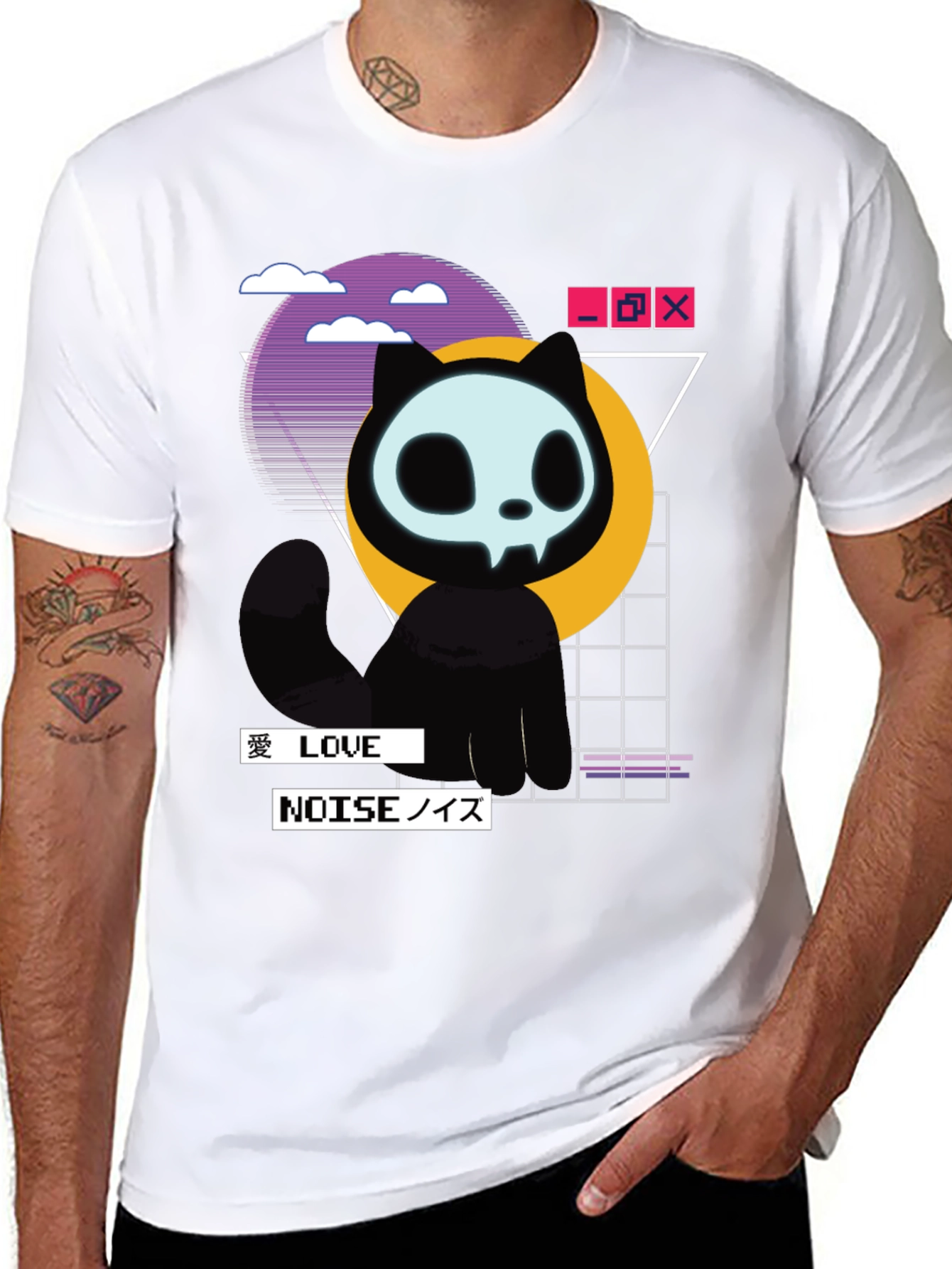 Skull Cat Vaporwave T-Shirt