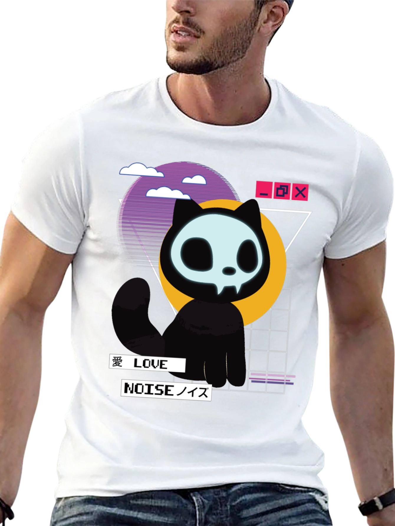 Skull Cat Vaporwave T-Shirt