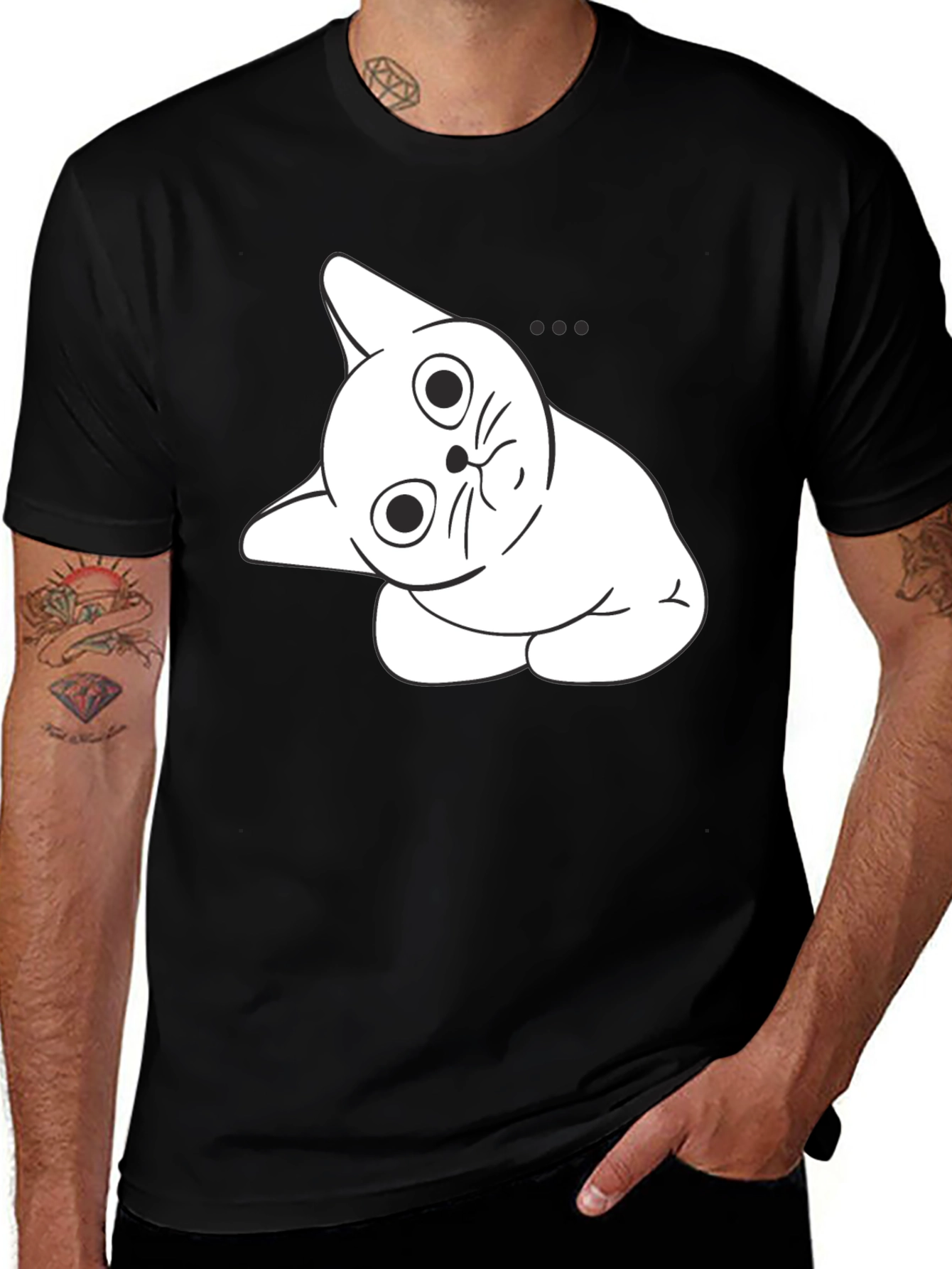 Curious Cat Graphic Tee - Black