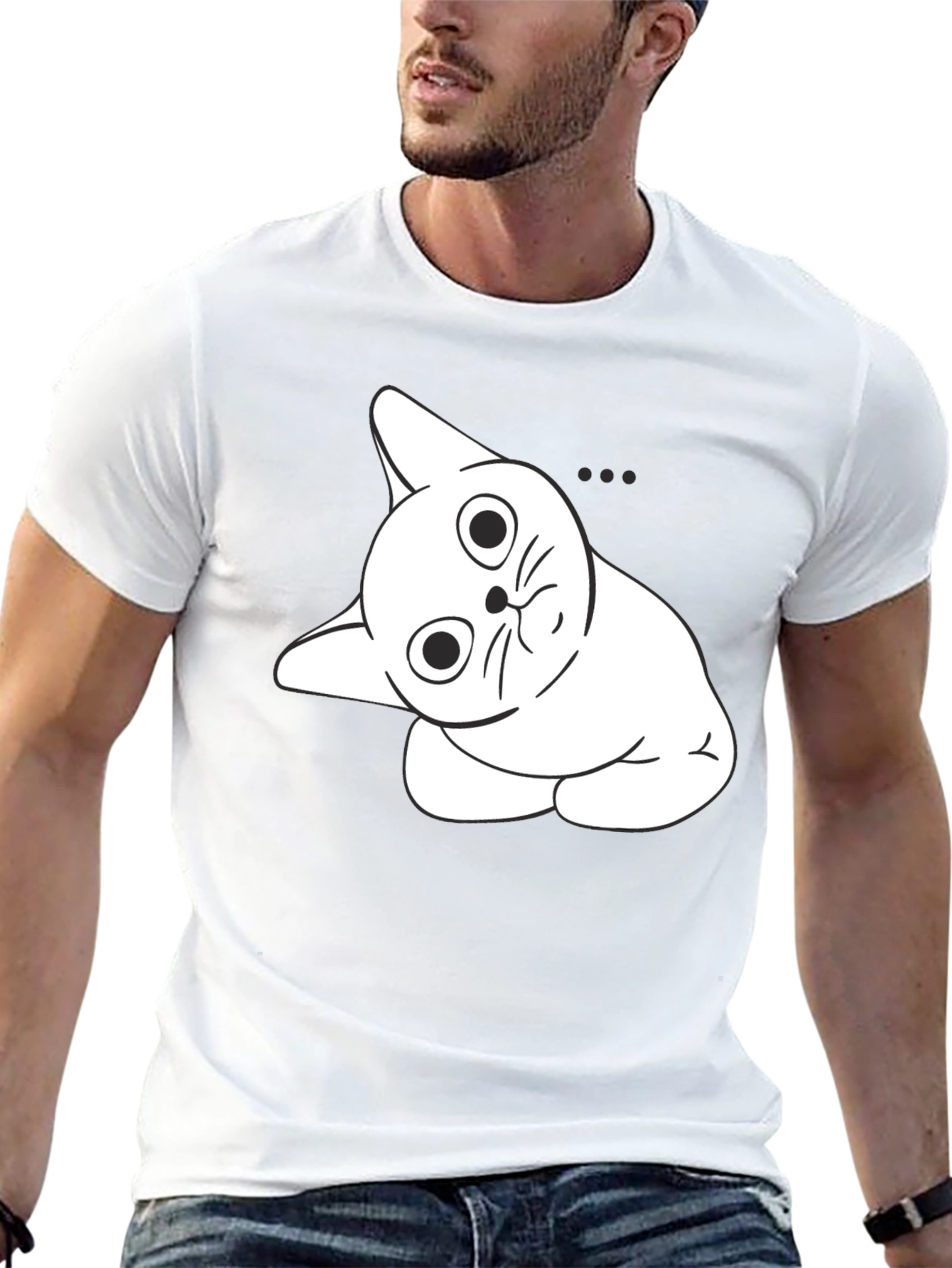 Curious Cat Graphic Tee - Black