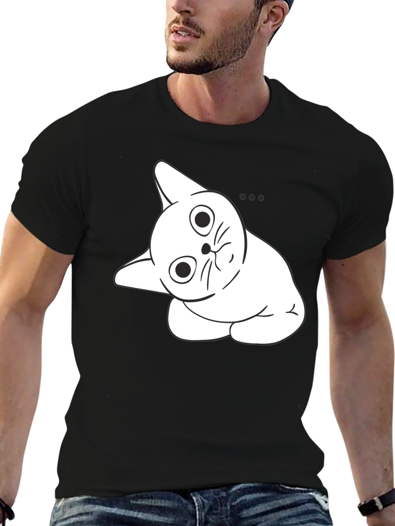 Curious Cat Graphic Tee - Black