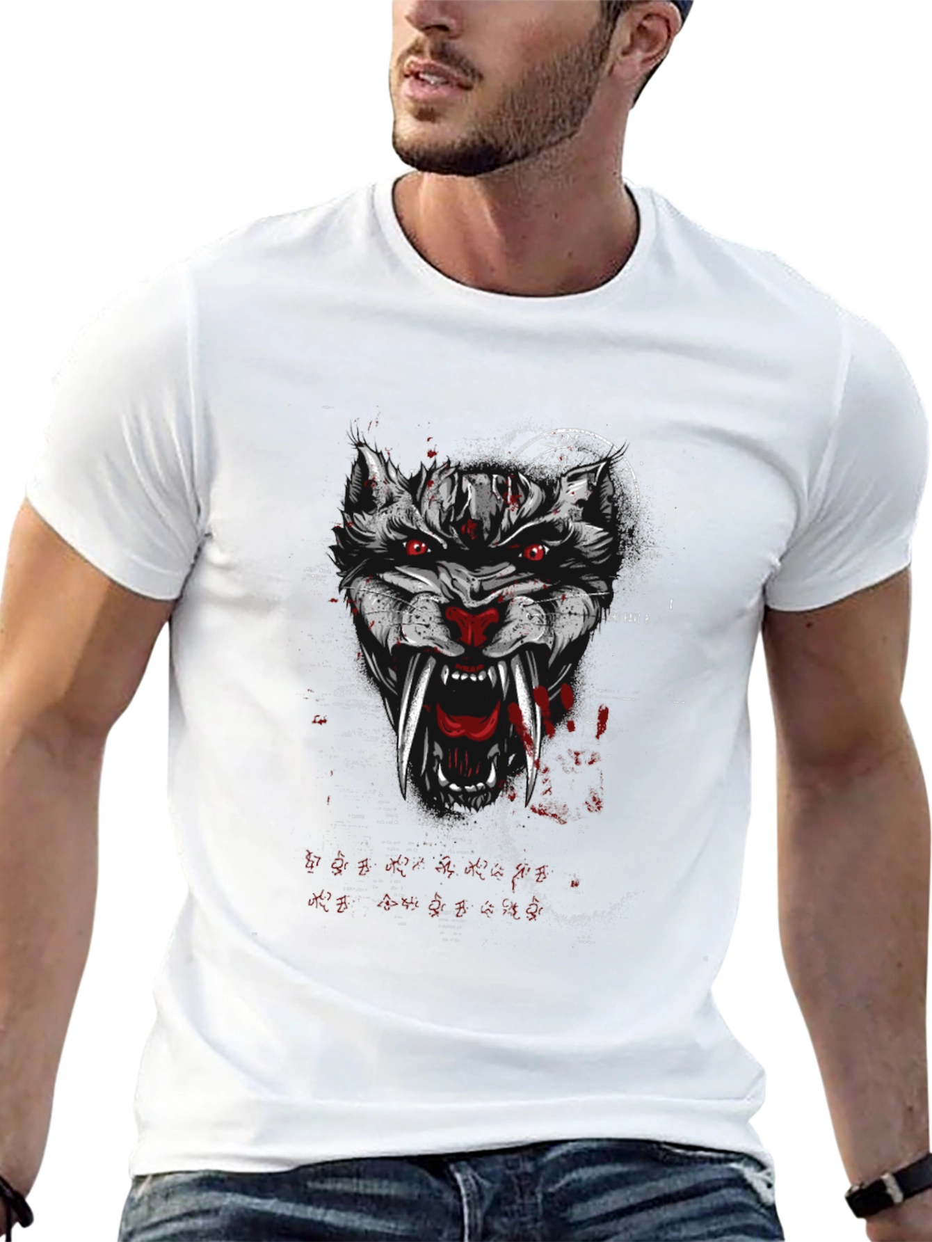 Mens Graphic Wolf Tee - Black