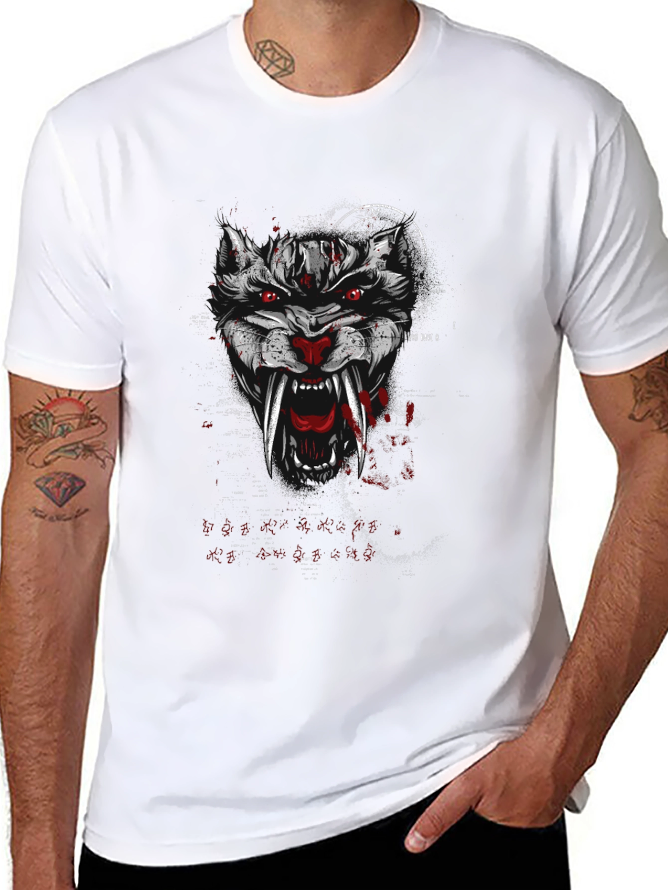 Mens Graphic Wolf Tee - Black