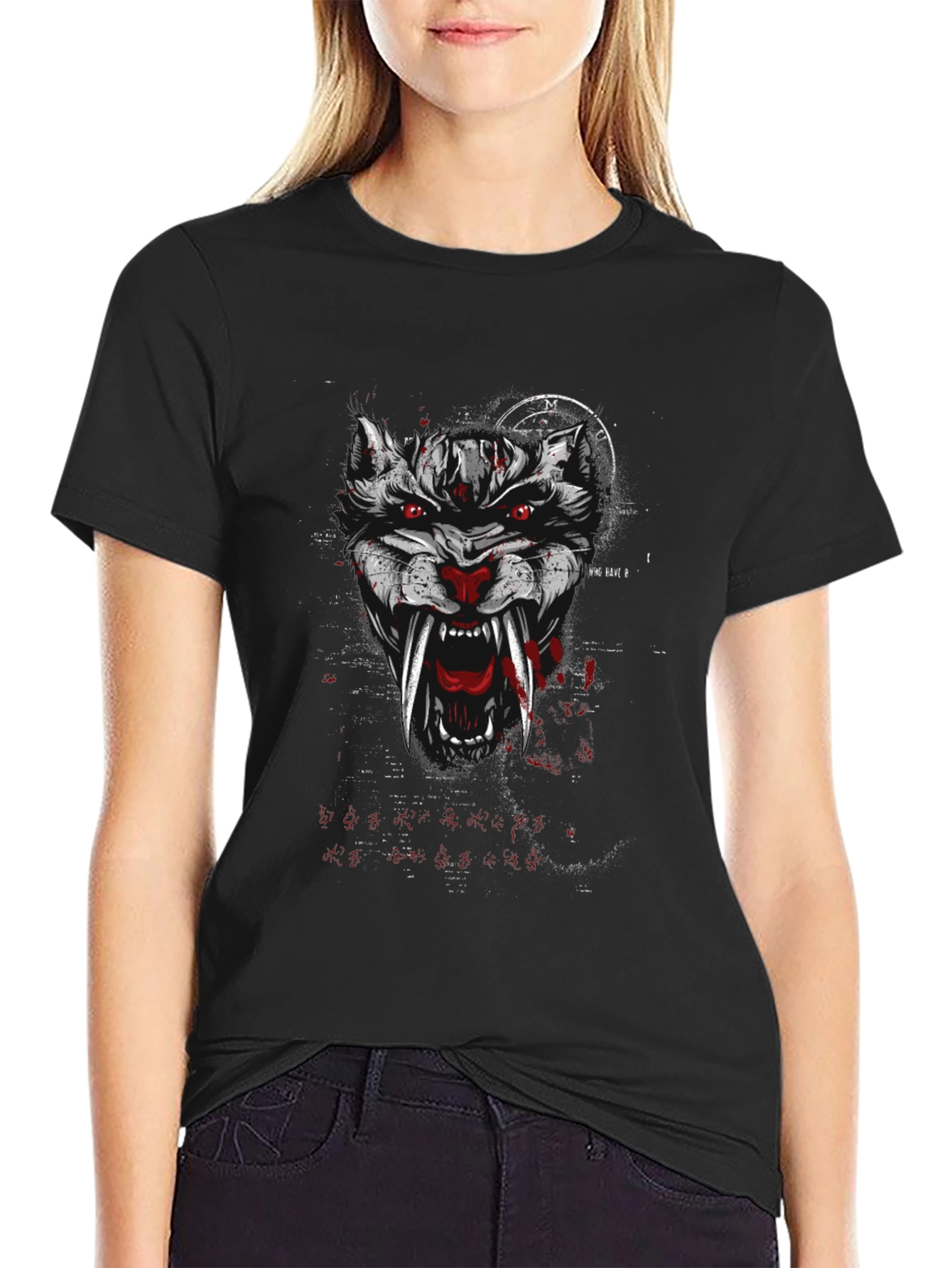 Mens Graphic Wolf Tee - Black