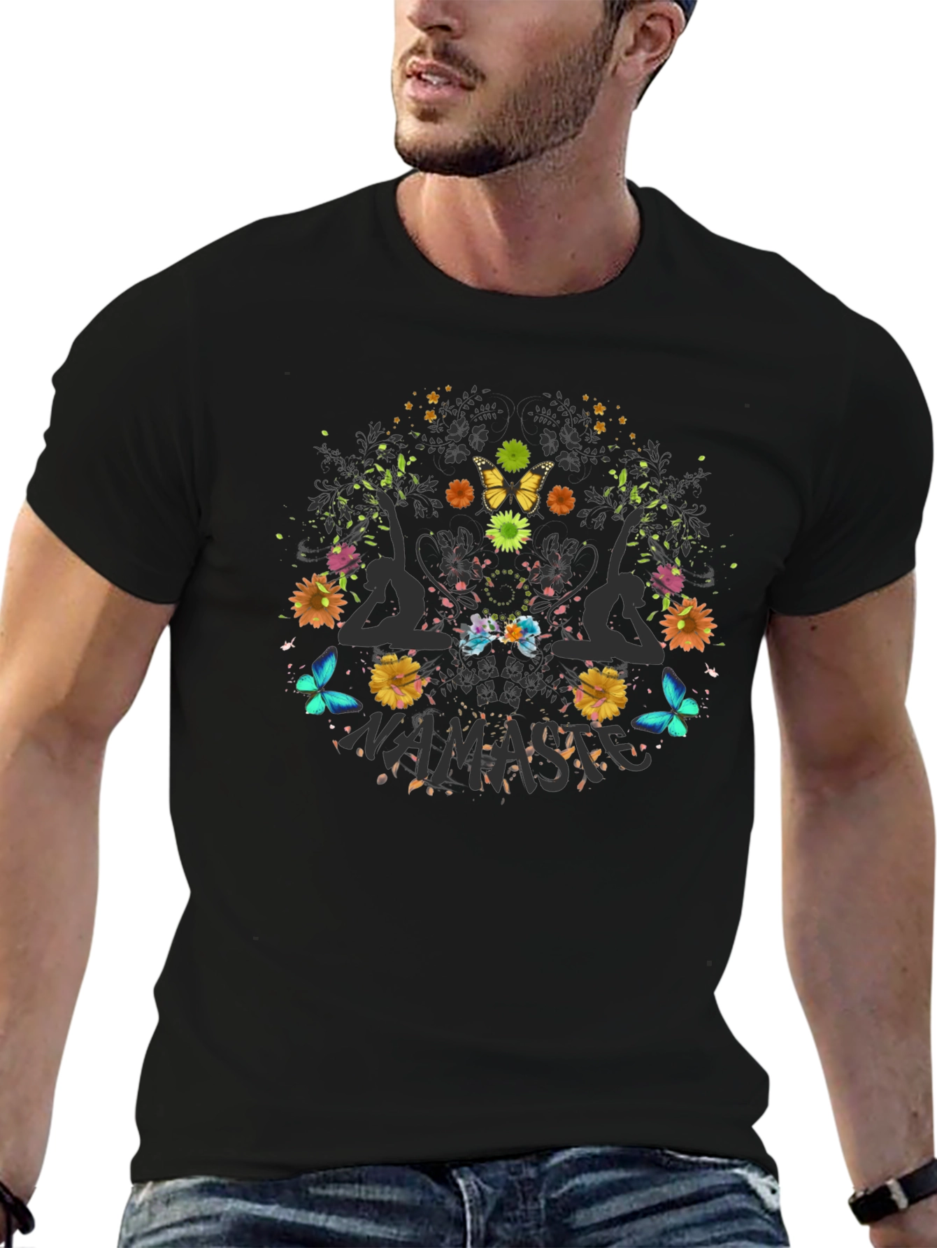 Namaste Yoga Graphic Black T-Shirt