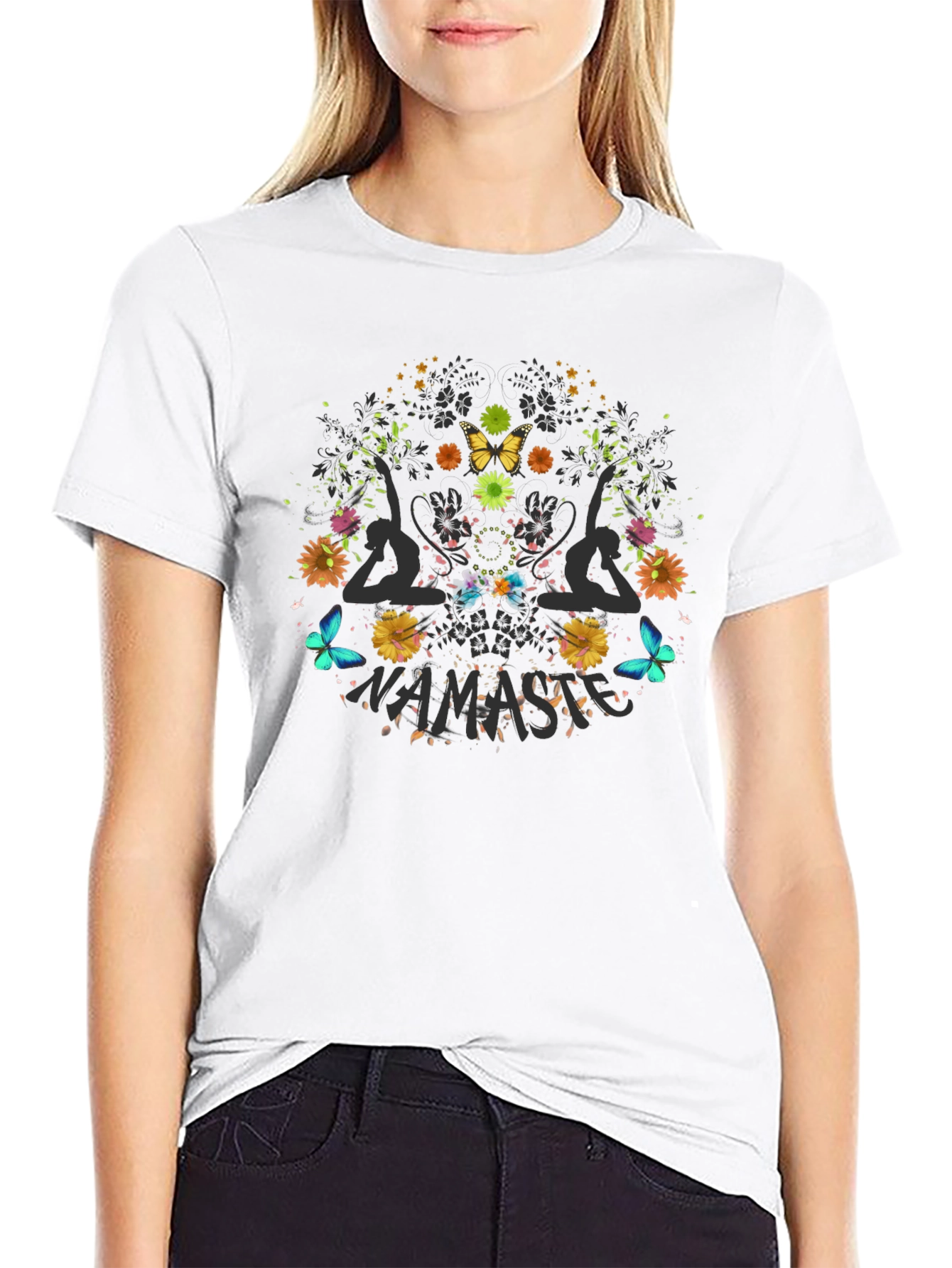 Namaste Yoga Graphic Black T-Shirt