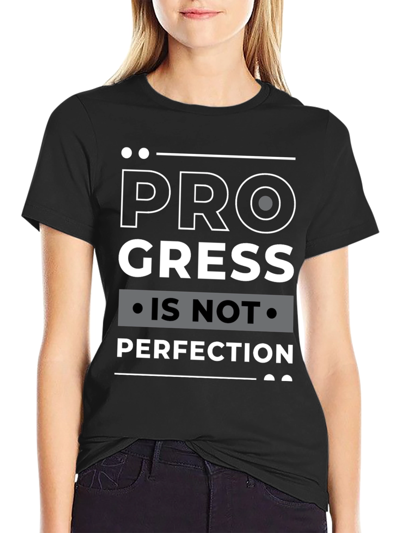 Progress Over Perfection Black Graphic Tee