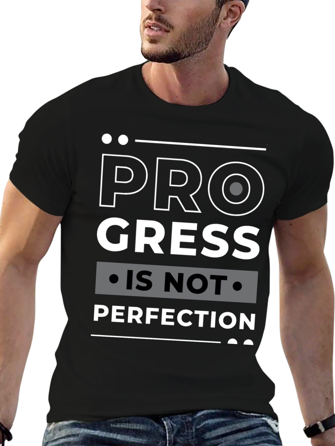 Progress Over Perfection Black Graphic Tee