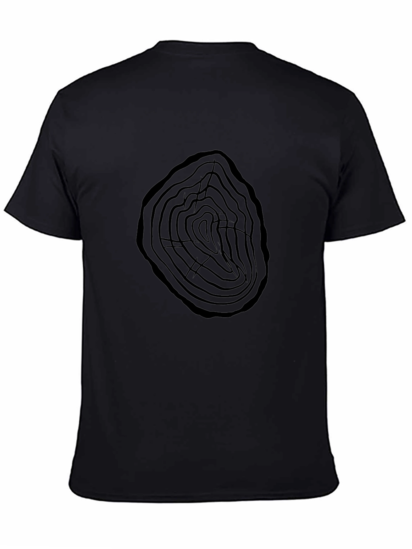 Tree Ring Graphic Tee - Black Cotton Casual Shirt