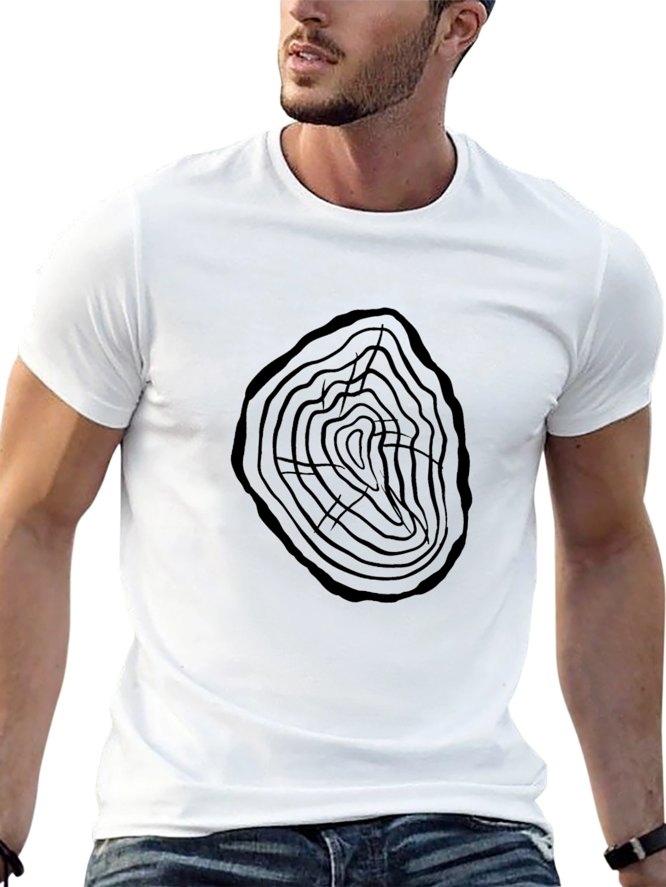 Tree Ring Graphic Tee - Black Cotton Casual Shirt