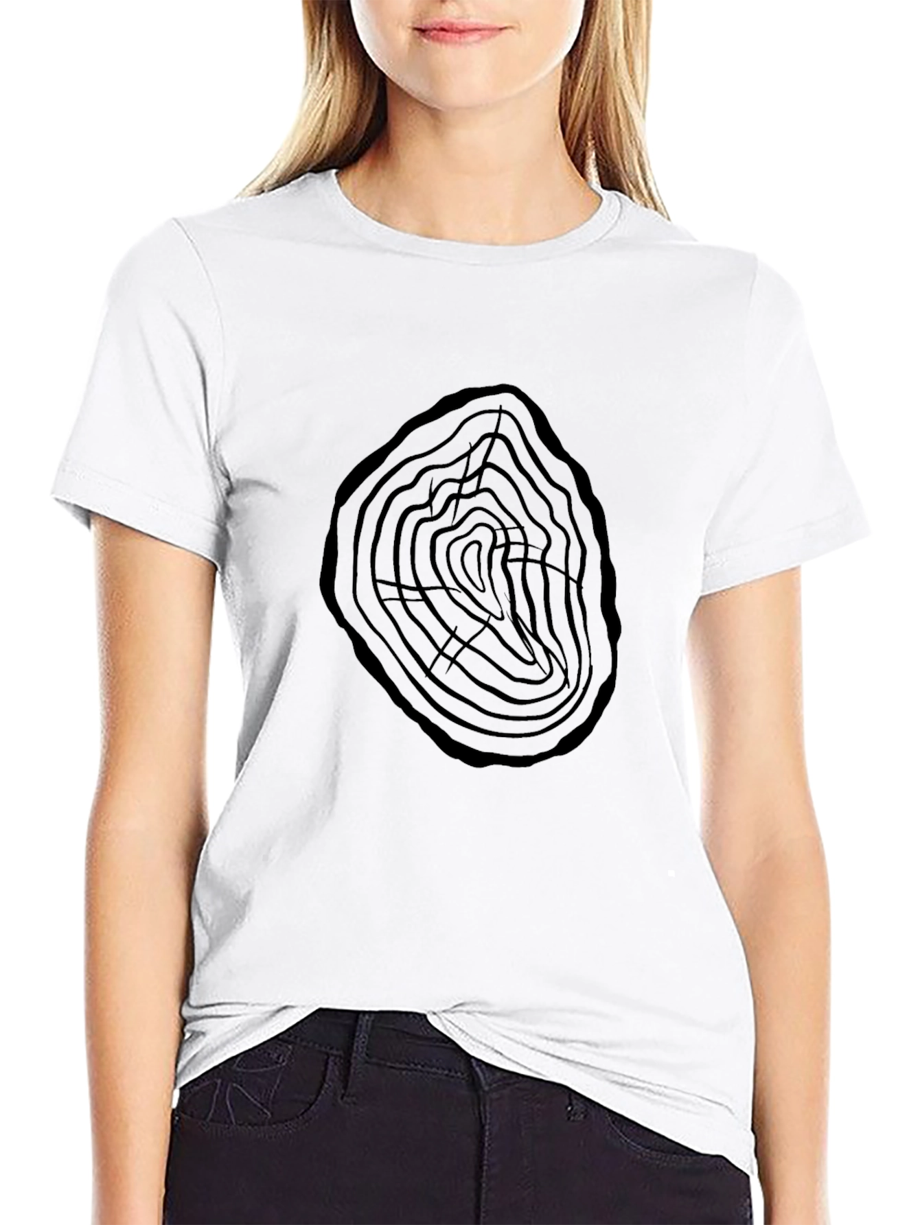 Tree Ring Graphic Tee - Black Cotton Casual Shirt