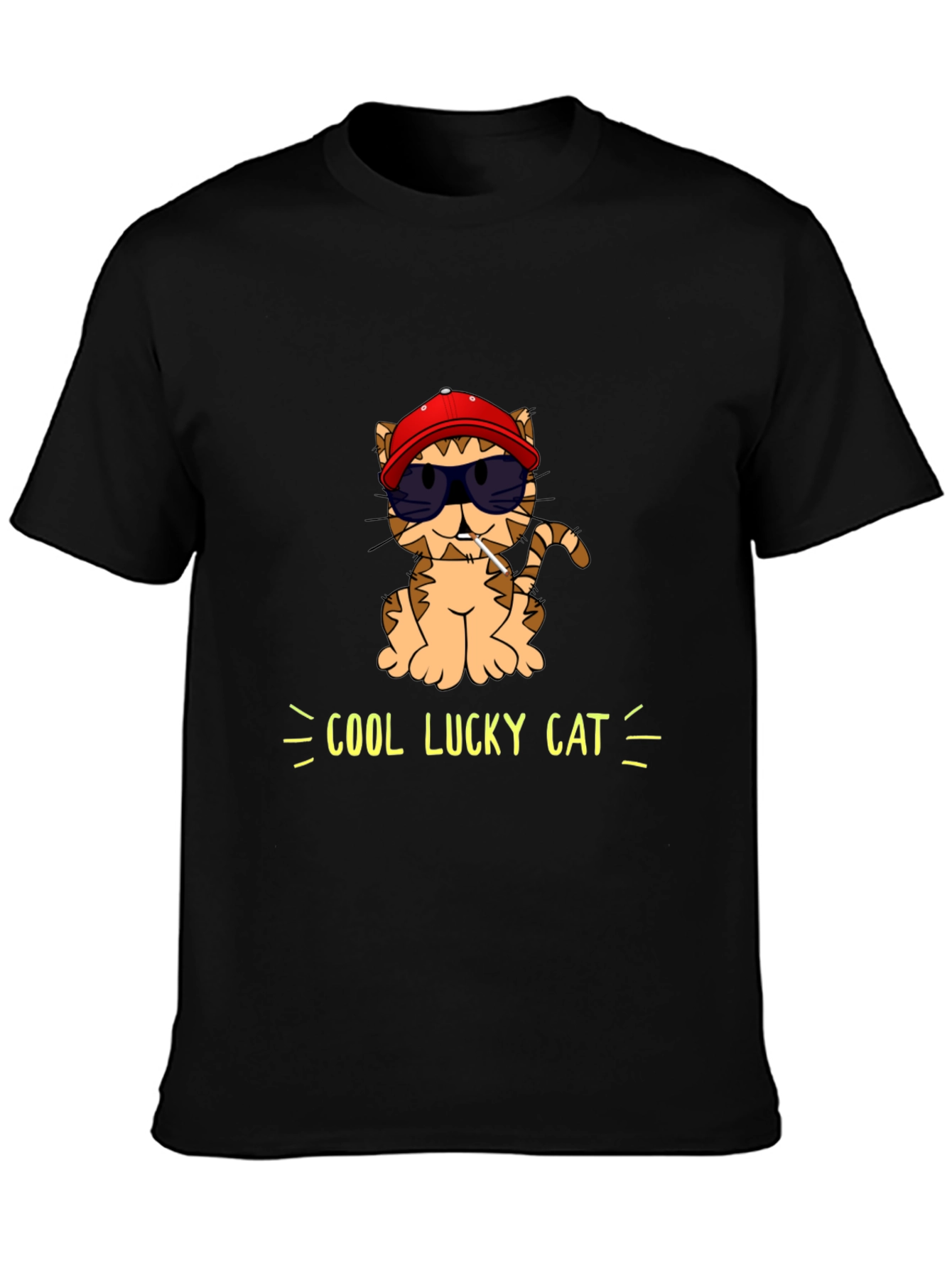 Cool Lucky Cat Graphic T-Shirt