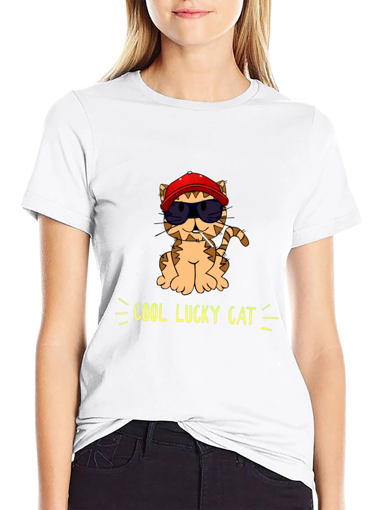 Cool Lucky Cat Graphic T-Shirt