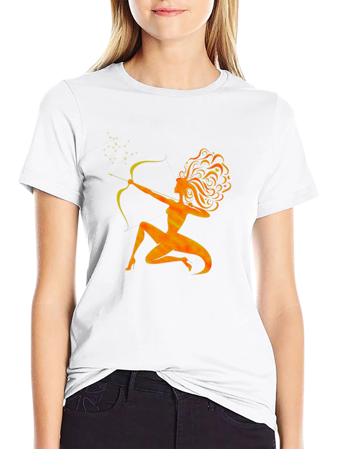 Sagittarius Woman Graphic Tee - Black Cotton Shirt