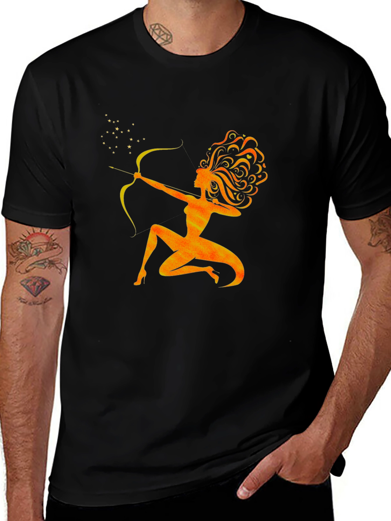 Sagittarius Woman Graphic Tee - Black Cotton Shirt